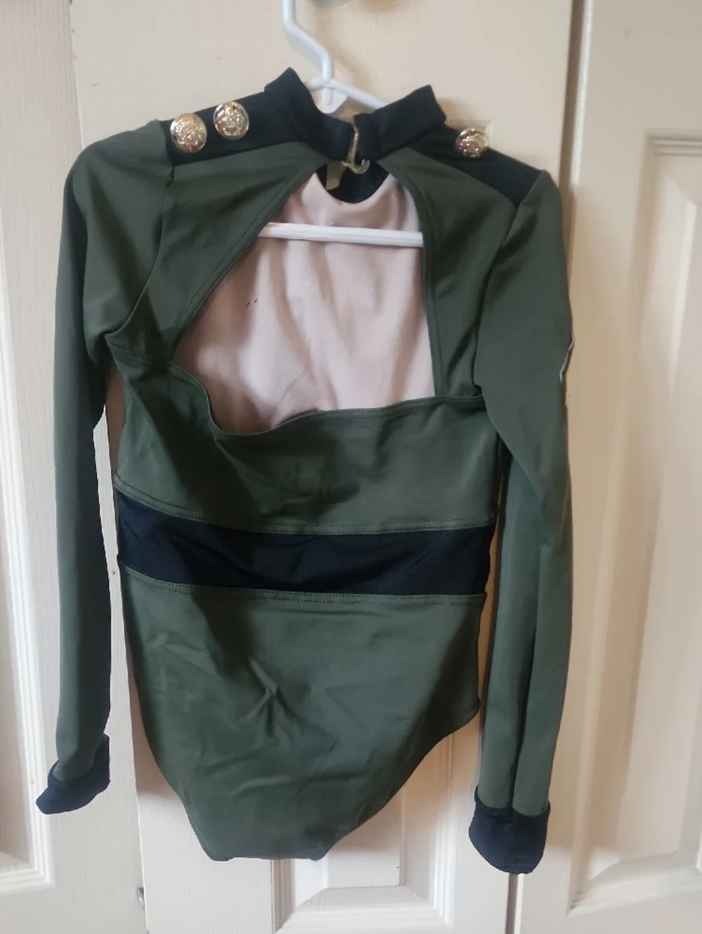 Olive Green Military-Inspired Long Dance Costume